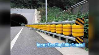 Highway Roller Guardrail Safety ถังสีเหลือง 350x500มม